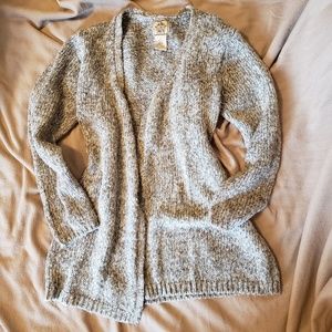 Cream with brown speckled open front cardigain